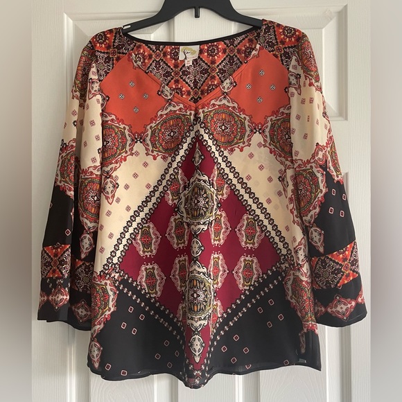 fig and flower Tops - EUC Anthropologie Fig & Flower Boho Tunic Top Blouse Size M Bell Sleeves